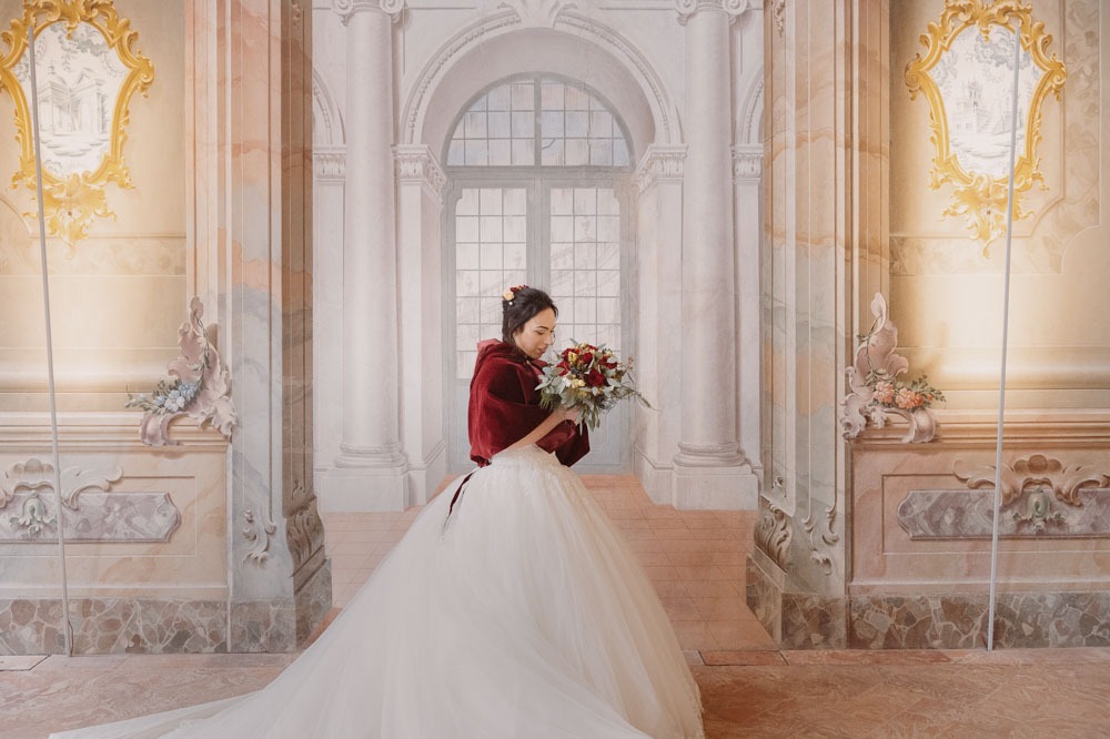 Sposa tra gli affreschi di Palazzo Malacrida a Morbegno in Valtellina